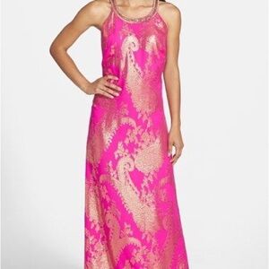 Lilly Pulitzer Vibrant Pink Dress with Gold Accents